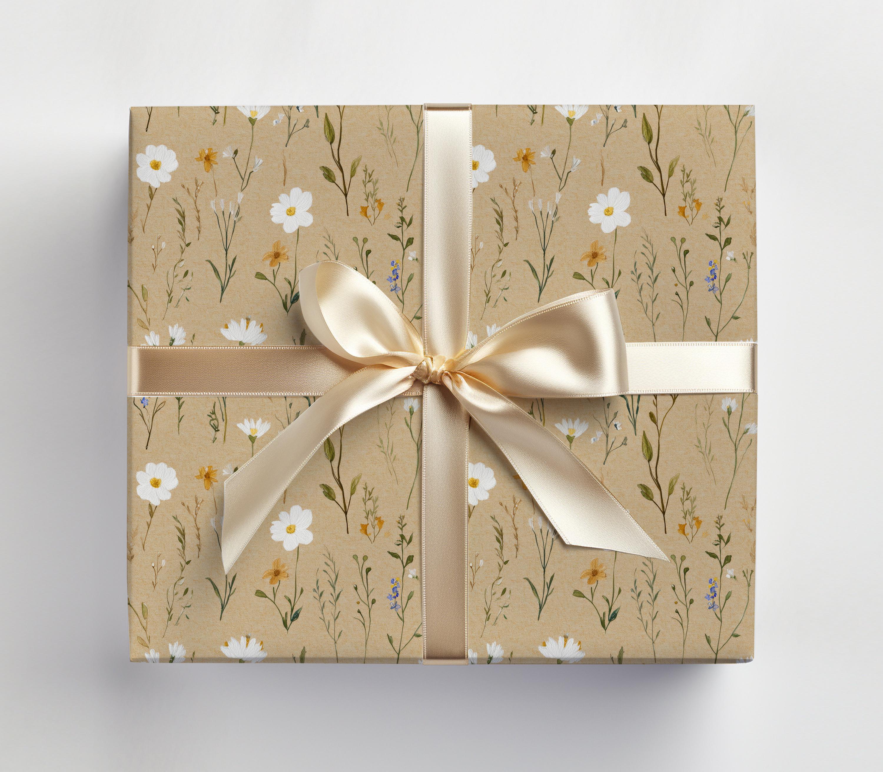 Kraft Wrapping Paper Roll Wildflower Wrapping Paper Meadow Gift Wrap ...