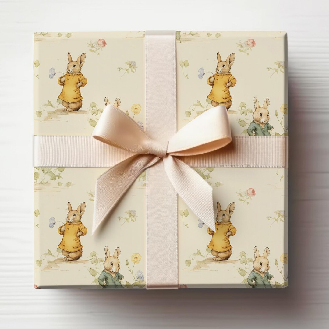 Vintage Rabbit Wrapping Paper Roll Cottagecore Bunny Gift Wrapping Roll ...