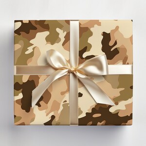 Tan Camouflage Wrapping Paper Camo Wrapping Paper Roll, Camouflage Gift Wrap Roll, Military Wrapping Paper, Army Wrapping Paper Roll
