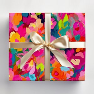 Papel de regalo rosa neón Papel de regalo de colores neón Papel de regalo pintado abstracto colorido, Rollo de papel de regalo con pintura abstracta,