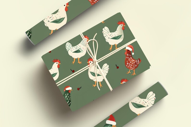 Chicken Wrapping Paper Christmas Chickens Gift Wrap Roll, Funny