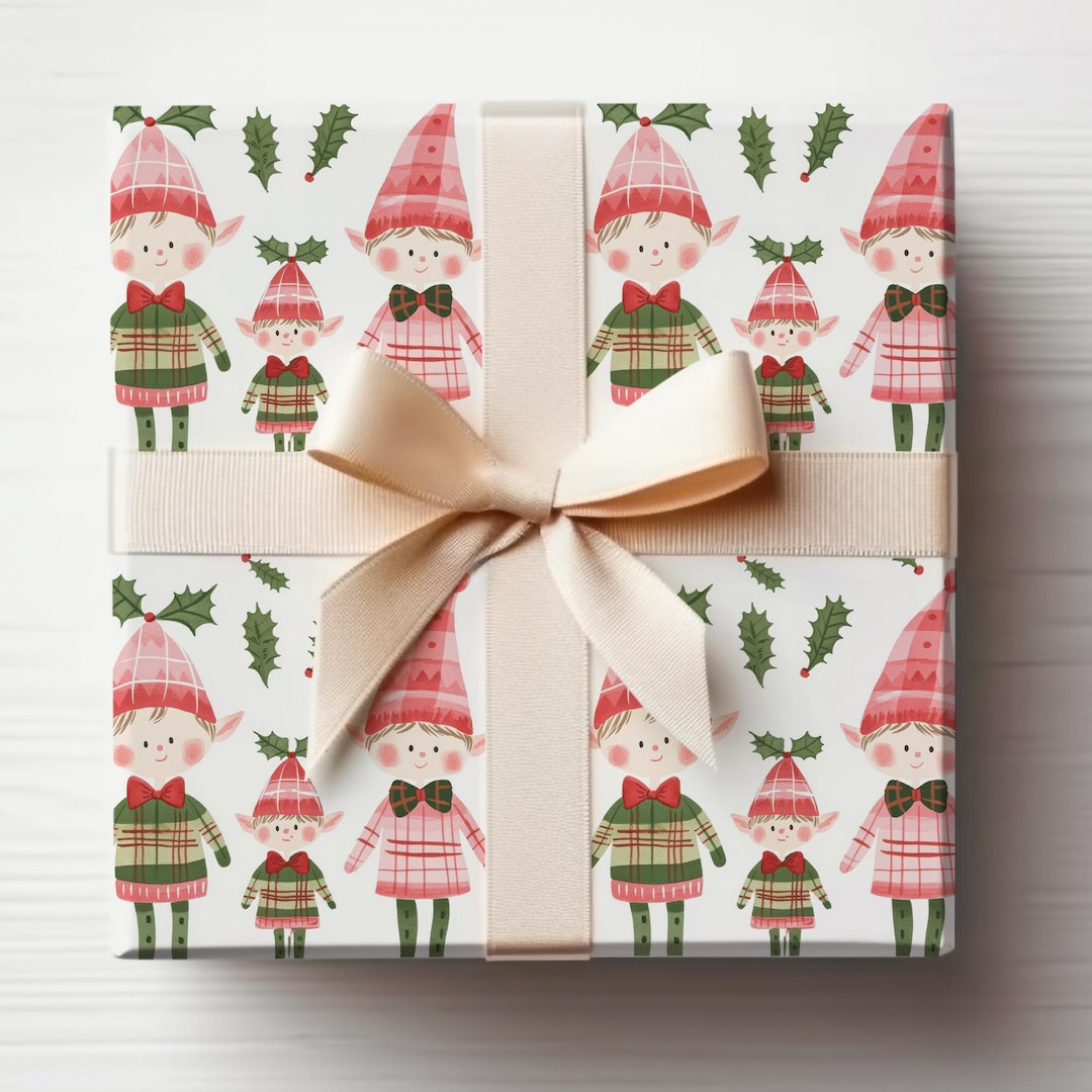 Elf Wrapping Paper Cute Elf Gift Wrapping Roll Elves Wrapping Gift ...