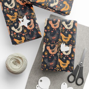 Chicken Wrapping Paper, Cute Chickens Gift Wrap Roll Homesteading Wrapping Paper Roll Chickens Gift Wrapping Roll image 2