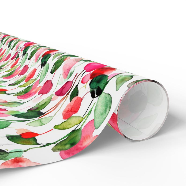 Abstract Art Wrapping Paper Christmas Abstract Watercolor Wrapping Paper Roll Pink Watercolor Gift Wrap Roll, Artistic Christmas Wrapping image 7