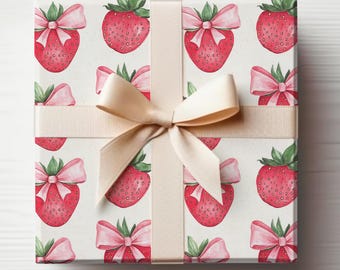Erdbeeren Geschenkpapierrolle kokette Geschenkpapierrolle Erdbeere Geschenkverpackungsrolle Erdbeere Geburtstagsgeschenkpapierrolle Girly Geschenkpapierrolle