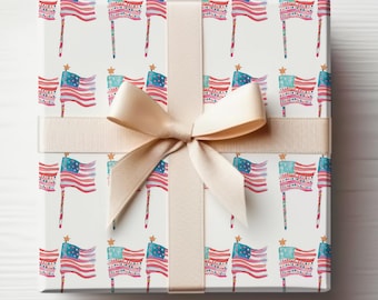 USA Wrapping Paper Patriotic Christmas Gift Wrapping Paper Roll USA Gift Wrap Roll, Patriotic Wrapping Paper Roll American Flag