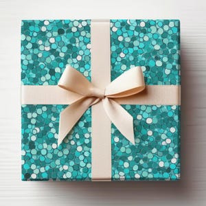Teal Wrapping Paper Roll Teal Glitter Gift Wrap Roll Teal Sequin Wrapping Paper Roll Shiny Wrapping Paper Metallic Blue Wrapping Paper
