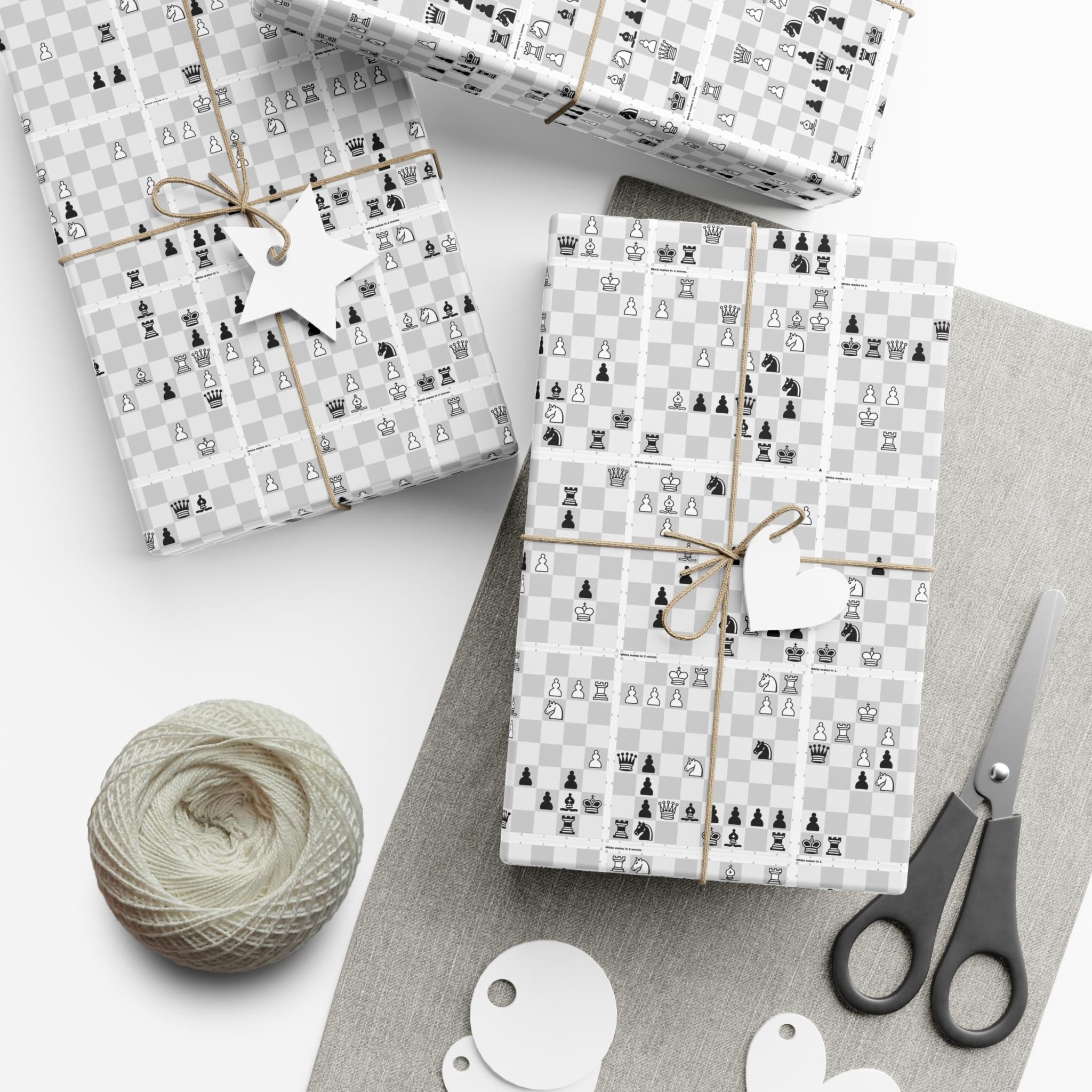 Chess Wrapping Paper Checkmate in One Puzzles, Chess Puzzles Gift Wrap ...