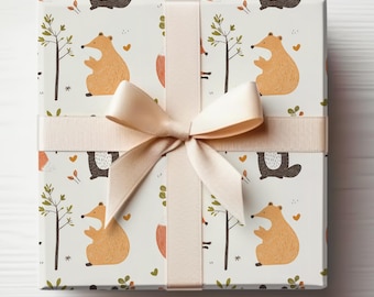 Woodland Baby Shower Gift Wrap Cute Woodland Animals Wrapping Paper Roll Cute Forest Animals Wrapping Paper Woodsy