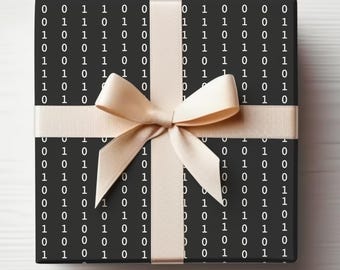 Computer Programmer Gift Wrap Roll, Binary Wrapping Paper Nerdy Wrapping Paper Roll for Nerds, Computer Wrapping Paper