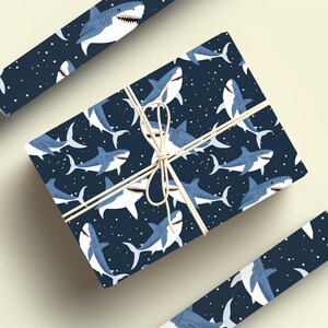 Shark Wrapping Paper Roll Sharks Gift Wrapping, Baby Shark Wrapping ...