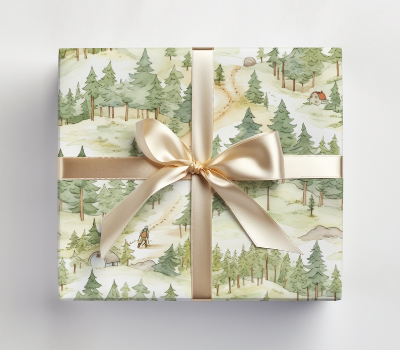 Hiking Gift Wrap Roll, Hiking Wrapping Paper, Camping Wrapping Paper Roll, Camping Gift Wrap Roll, Outdoor Gift Wrap, Outdoors Wrapping image 1