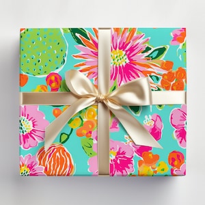 Rotolo di carta da regalo moderna Cactus Cactus, carta da regalo Preppy Cactus, carta da regalo Cactus colorata, Cactus alla moda, Rosa, Verde acqua, Colori vivaci