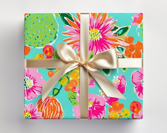 Modern Cactus Wrapping Paper Roll Cactus, Preppy Cactus Wrapping Paper, Colorful Cactus Gift Wrap, Trendy Cactus, Pink, Teal, Bright Colors
