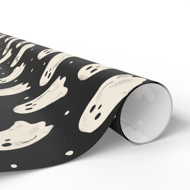 Halloween Wrapping Paper Cute Ghost Wrapping Paper Gothic Gift Wrapping Spooky Wrapping Paper Modern Ghosts Gift Wrap image 7