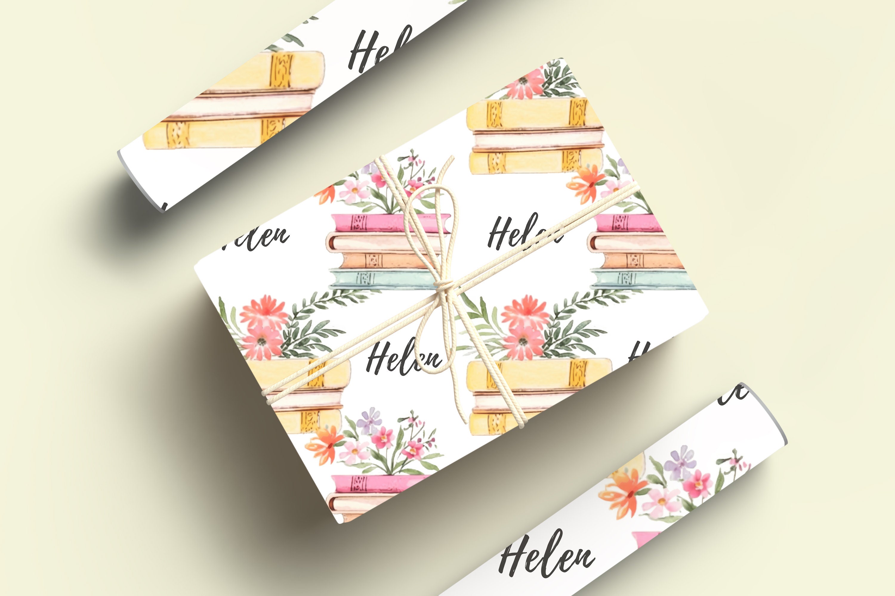 Customized Name Book Wrapping Paper With Books, Booklovers