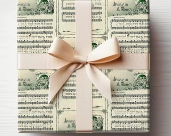 Away In A Manger Wrapping Paper Christmas Music Wrapping Paper Roll Christmas Sheet Music Wrapping Paper Christmas Carol Gift Wrapping Paper
