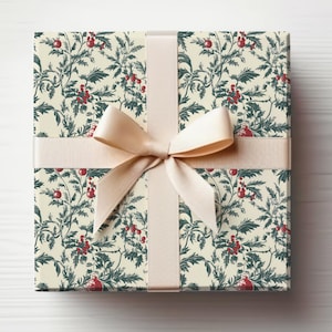 Vintage Weihnachten Toile Geschenkpapierrolle rot und grün Geschenkpapierrolle viktorianisches Weihnachten Geschenkpapier klassisch