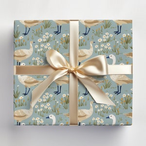 Goose Wrapping Paper, Cute Geese Gift Wrap Roll, Duck Wrapping Paper, Cute Baby Duck Gift Wrapping Roll, Glossy Gift Wrap