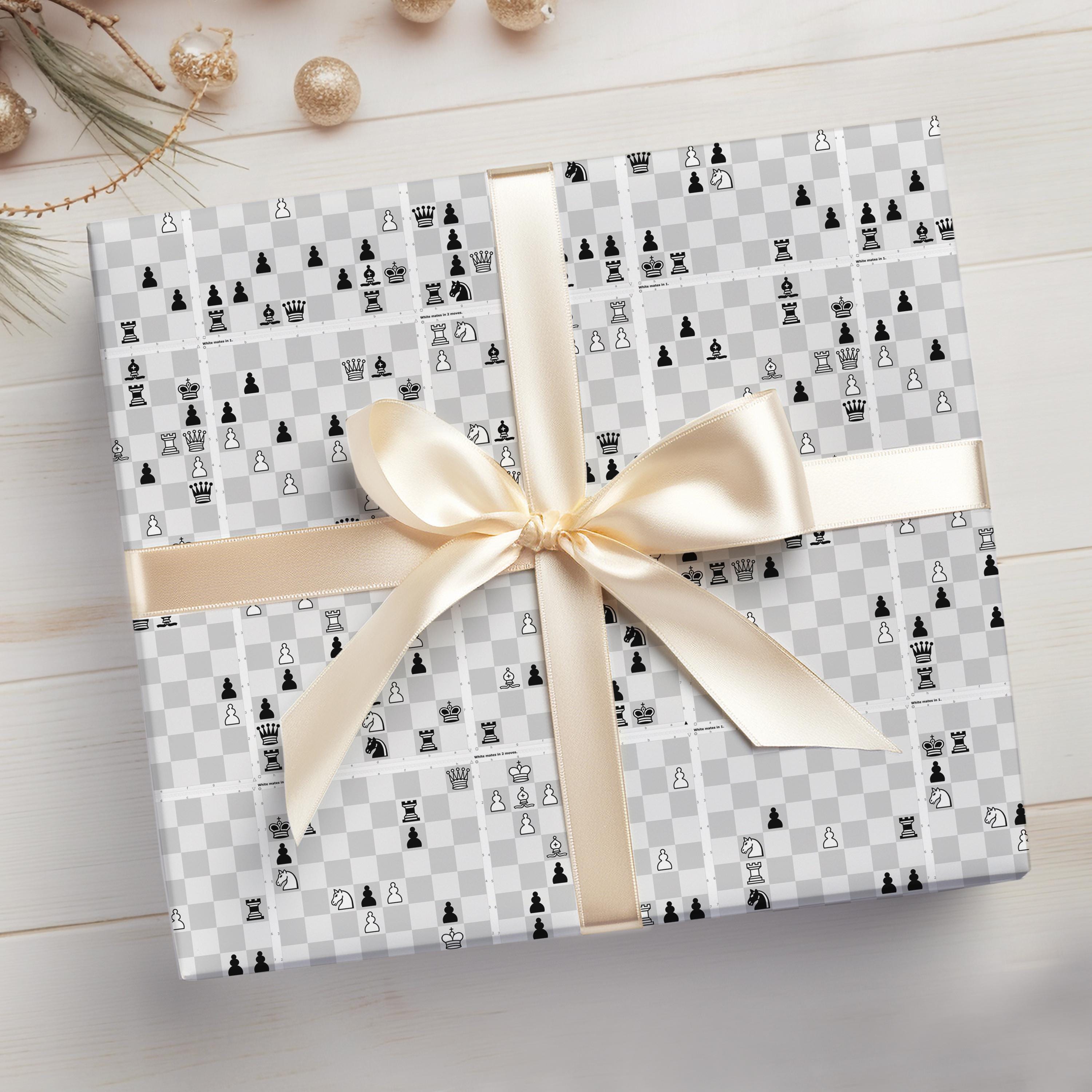 Chess Wrapping Paper Checkmate in One Puzzles, Chess Puzzles Gift Wrap ...