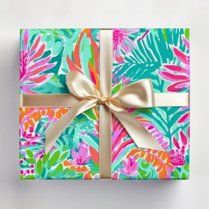 Tropical Wrapping Paper Roll, Tropical Leaves Gift Wrap Roll, Tropical Gift Wrapping Roll Jungle Gift Wrap, Monstera Wrapping Paper image 1