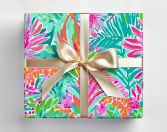 Tropical Wrapping Paper Roll, Tropical Leaves Gift Wrap Roll, Tropical Gift Wrapping Roll Jungle Gift Wrap, Monstera Wrapping Paper