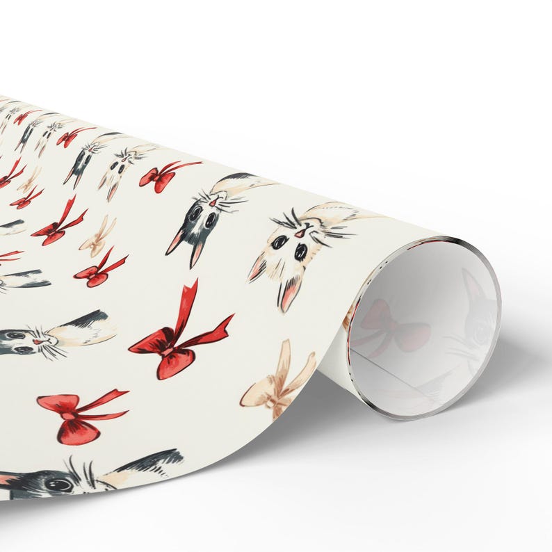 Cats Christmas Wrapping Paper With Cats, Kitten Wrapping Paper For Cat Lovers Gift Wrap Roll Cats Gift Wrapping Roll image 8