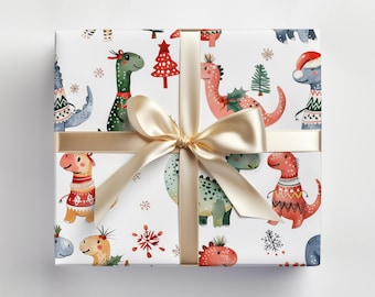 Christmas Dinosaur Wrapping Paper Funny Christmas Gift Wrap Roll Funny Dinosaur Wrapping Paper