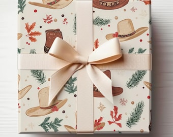 Western Wrapping Paper Roll Cowboy Boots Wrapping Paper Gift Wrapping Cowboy Hat Christmas Gift Wrapping Roll