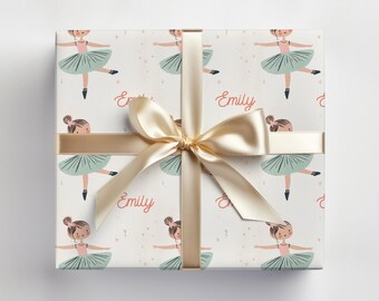 Ballerina Wrapping Paper Roll With Name Ballet Gift Wrap With Custom Name Wrapping Paper Ballerina Gift Wrap Roll Customizable Name