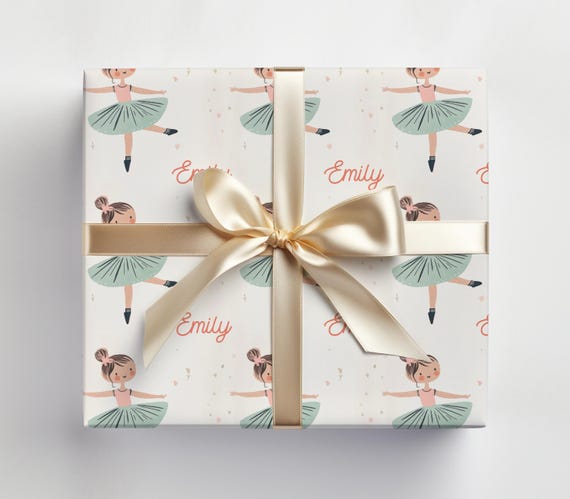Ballerina Wrapping Paper Roll With Name Ballet Gift Wrap With Custom Name Wrapping Paper Ballerina Gift Wrap Roll Customizable Name