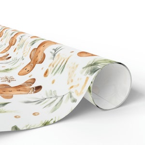 Gingerbread Wrapping Paper Gingerbread Man, Christmas Wrapping Paper Roll Watercolor Gingerbread Man, Bespoke Gift Wrap image 2