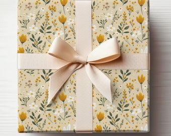 Yellow Bunny Wrapping Paper Bunny Gift Wrap, Cute Easter Wrapping Paper Roll, Neutral Rabbit Wrapping Paper, Bunny Baby Shower Gift Wrap