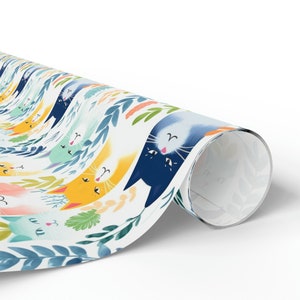 Mean Cat Wrapping Paper Roll, Funny Cats Gift Wrap, Angry Cat Gift Wrap, Painted Cats Wrapping Paper, Christmas Cat Gift Wrap, Kitten Gift image 3
