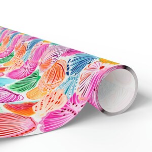 Beachy Wrapping Paper Roll, Seashell Wrapping Paper, Beach Gift Wrap, Preppy Wrapping Paper, Summer Gift Wrap, Beach Wrapping Paper image 5