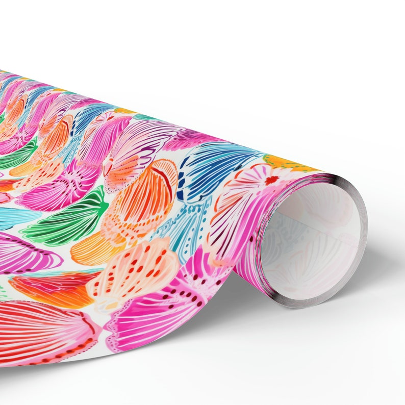 Beachy Wrapping Paper Roll, Seashell Wrapping Paper, Beach Gift Wrap, Preppy Wrapping Paper, Summer Gift Wrap, Beach Wrapping Paper image 5