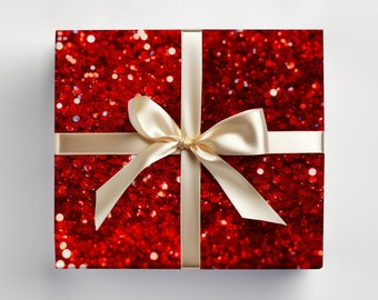 Red Glitter Wrapping Paper Roll Red Glitter Christmas Wrapping Paper Roll Metallic, Red Glitter Gift Wrap Roll Christmas Gift Wrap