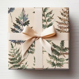Fern Wrapping Paper Roll, Leaves Wrapping Paper, Pink Leaves Gift Wrap, Watercolor Fern Wrapping Paper, Modern Gift Wrap