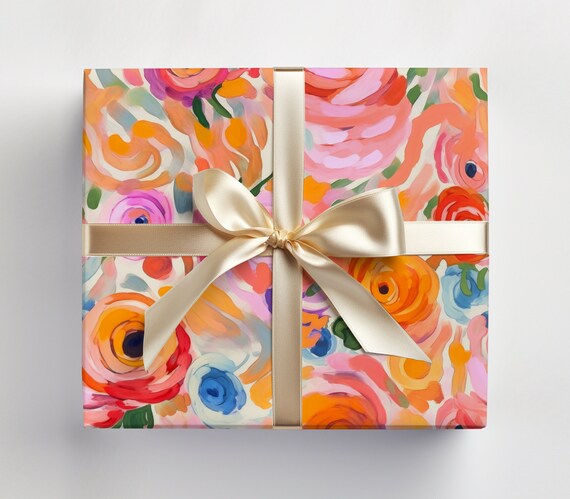 Girly Wrapping Paper Girly Gift Wrap, Tropical Floral Gift Wrap Roll, Girly Wrapping Paper Roll, Girl Birthday Wrapping Paper Pink