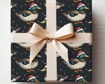Mallard Duck Wrapping Paper Roll Duck Hunting Gift Wrapping Roll Christmas Duck Glossy Gift Wrap For Men Xmas Wrapping Paper Roll