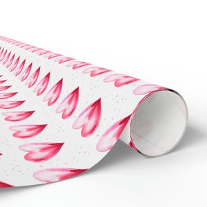 Pink Hearts Wrapping Paper Roll Hearts Gift Wrap Valentines Day Simple Heart Gift Wrap, Pink Valentines Hearts Gift Wrap Roll image 4