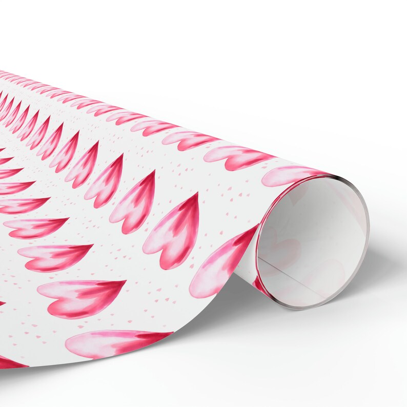 Pink Hearts Wrapping Paper Roll Hearts Gift Wrap Valentines Day Simple Heart Gift Wrap, Pink Valentines Hearts Gift Wrap Roll image 4