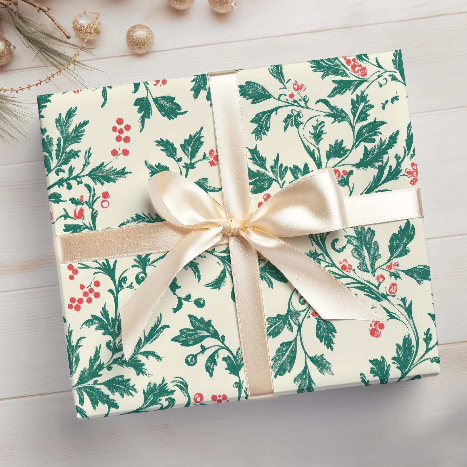 Victorian Christmas Wrapping Paper Roll Christmas Toile Gift Wrapping ...