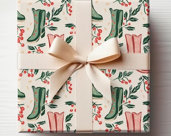 Western Wrapping Paper Roll Cowgirl Boots Wrapping Paper Cowboy Gift Wrapping Texas Wrapping Paper