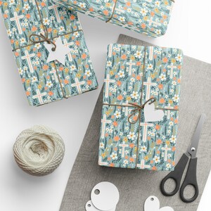 Baptism Wrapping Paper, Cross Wrapping Paper, Christian Gift Wrap Roll, Easter Cross Wrapping Paper, Religious Gift Wrap Roll, Baby Baptism image 2