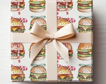 Hamburger Geschenkpapierrolle, lustiges Weihnachtsgeschenkpapier, Fast Food Geschenkpapier, Junk-Food-Geschenkpapier Geschenk Grillpapier