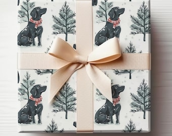Black Labrador Wrapping Paper Black Lab Gift Wrapping Paper Christmas Labrador Wrapping Paper Roll for Dog Lovers