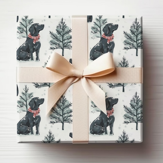 Black Labrador Wrapping Paper Black Lab Gift Wrapping Paper Christmas Labrador Wrapping Paper Roll for Dog Lovers