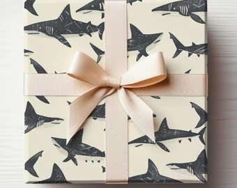 Shark Wrapping Paper Roll Shark Gift Wrapping Paper Boys Birthday Wrapping Paper Roll Shark Wrapping Paper