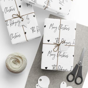 Custom Name Wrapping Paper Christmas Customized Gift Wrap Roll Modern Script Wrapping Paper Custom Name Gift Wrap Roll image 3